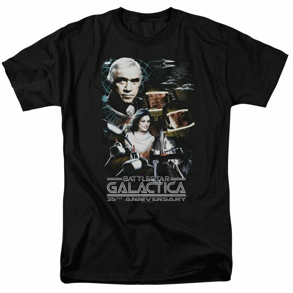 Battlestar Galactica 35th Anniversary Collage T Shirt Licensed Sci-Fi TV Black XL