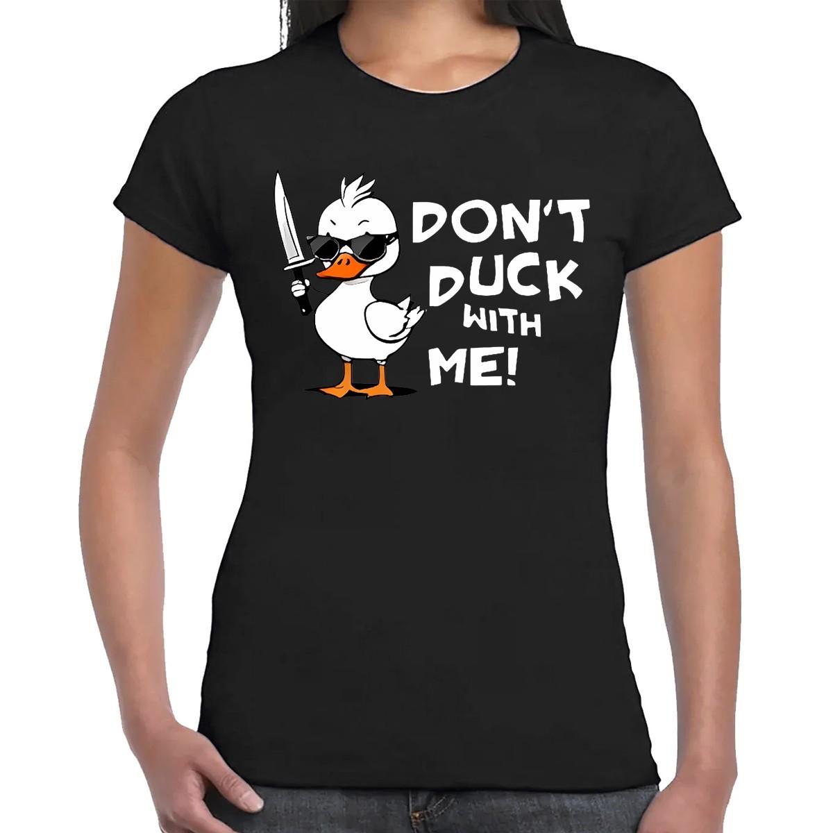 Don t Duck With Me Funny Duck Graphic Womens Ladies T-Shirt Gift Party Top S разноцветный
