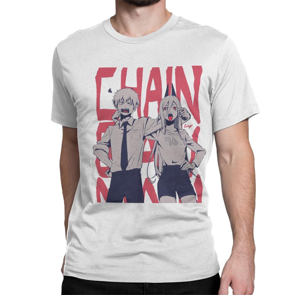 Chainsaw Man Anime T-Shirt Men Women Power Higashiyama Kobeni Cotton Tee Shirt Round Neck Short Sleeve T Shirt Printed Clothing