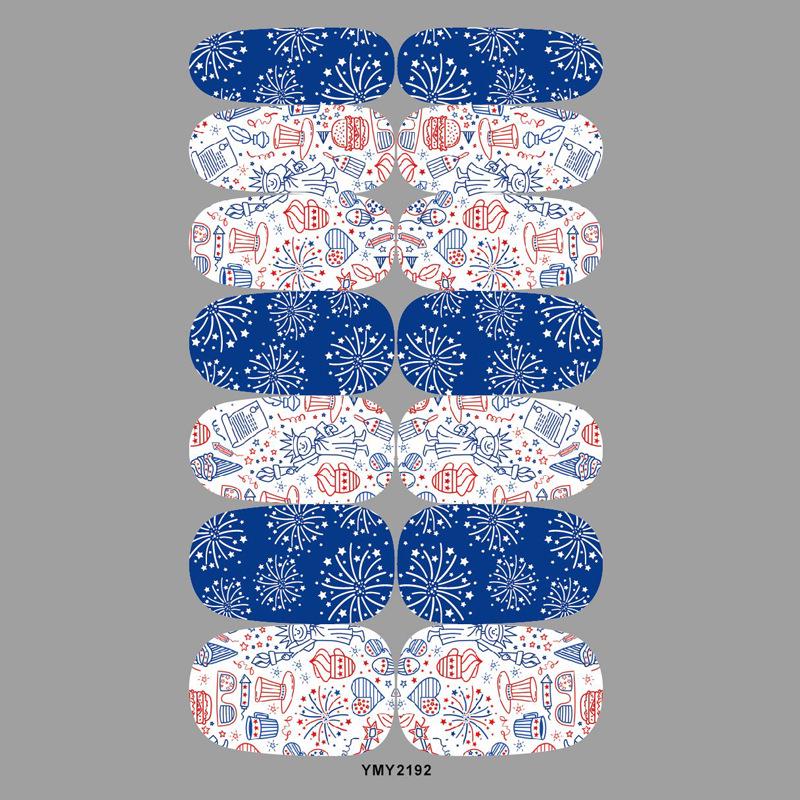 Patriotic Stars & Stripes Nail Stickers - Red & Blue Waterproof Decals for Independence Day (YMY2181-219)
