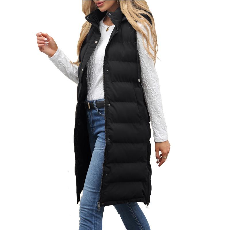 

Autumn and winter new large size autumn and winter hooded long sleeveless padded casual vest 2 0XL чёрный