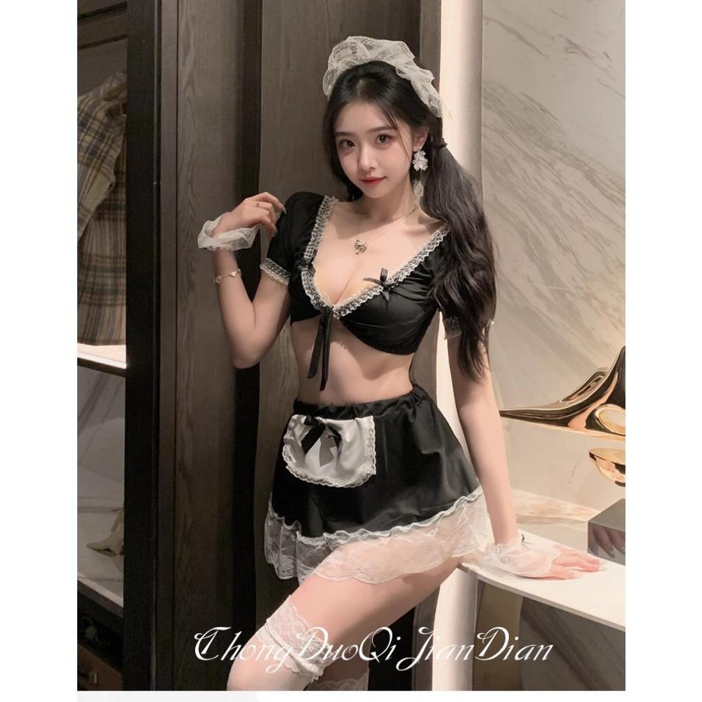 Sexy Lingerie Sexy Maid Cute Uniform Seduction Small Chest Open Crotch Show Big Passion Free Tease Pajama Suit