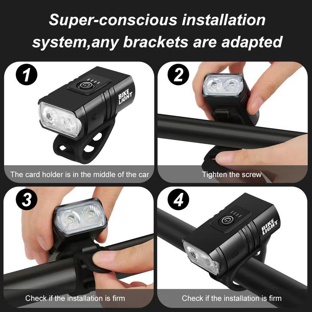 Dual T6 Aluminum Bike Headlight Set: High/Low Beam, USB Charging, Front & Rear Lights for Outdoor Riding