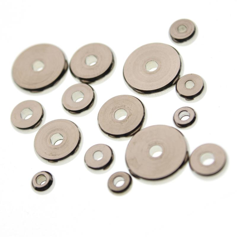 50Pz Non Sbiadiscono 4/5/6/8/10mm Perline in Acciaio Inossidabile Rotonde Piatte Sfuse Distanziatori per Fai da Te Bracciali Gioielli Creazione Accessori Artigianato