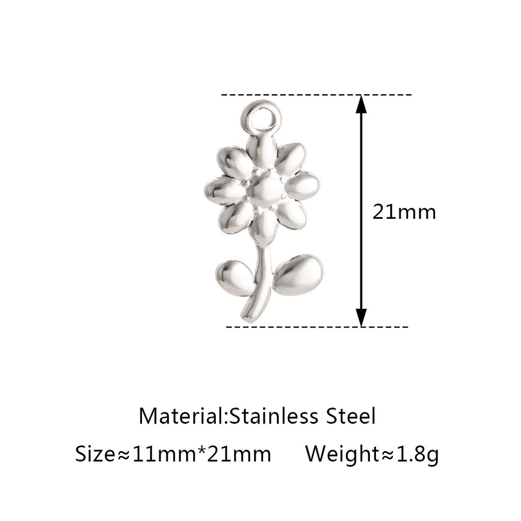 3Pcs Rose Flower/Daisy/Clover/Bee/Butterfly Charms Stainless Steel Pendant DIY Necklace Bracelet Earring Jewelry Making Finding