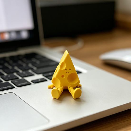 Novelty Cheese Sculpture with Movable Joints, 3D Printed Funny Cheese Slice Figurine Fidget Toy for Stress Relief, Office Desk Accessories