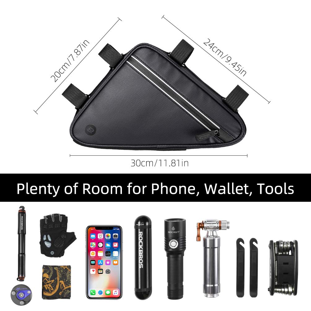 Brašna na rám kola ROCKBROS, trojúhelníková brašna, brašna na horní rámovou trubku pro horská a silniční kola, vodoodpudivá, velká úložná kapacita