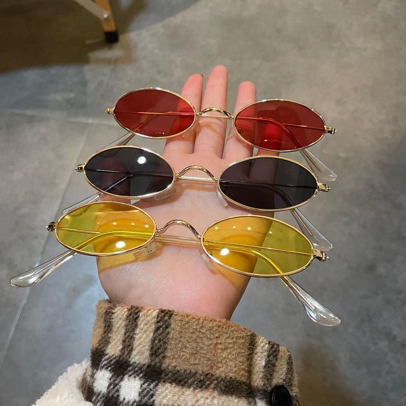 New Unisex Retro Small Frame Oval Sunglasses Fashion Design Sun Glasses Summer Vintage Shades Eyeglasses Women'S Fashion Glasses