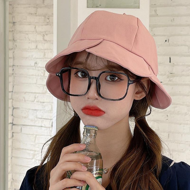 Simple Wide Brim Bucket Hat For Women In White Cotton Polyester Blend