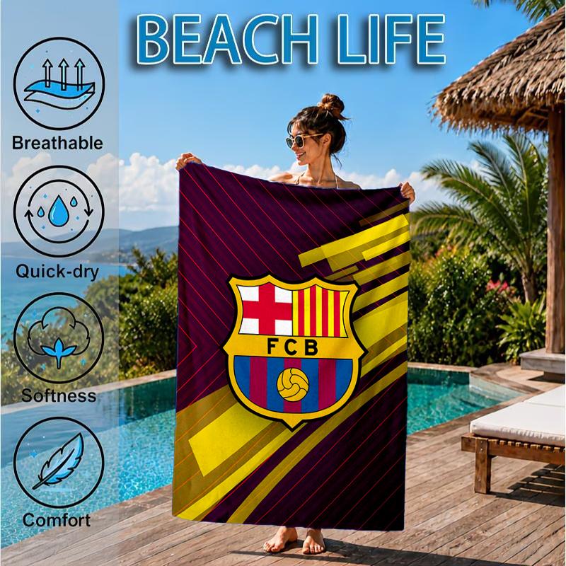 Fcb Team Football Club Beach Towel, Microfiber Beach Towel, Perfect For Pool, Beach, Travel, Home Decor Beach Party Fan Gifts