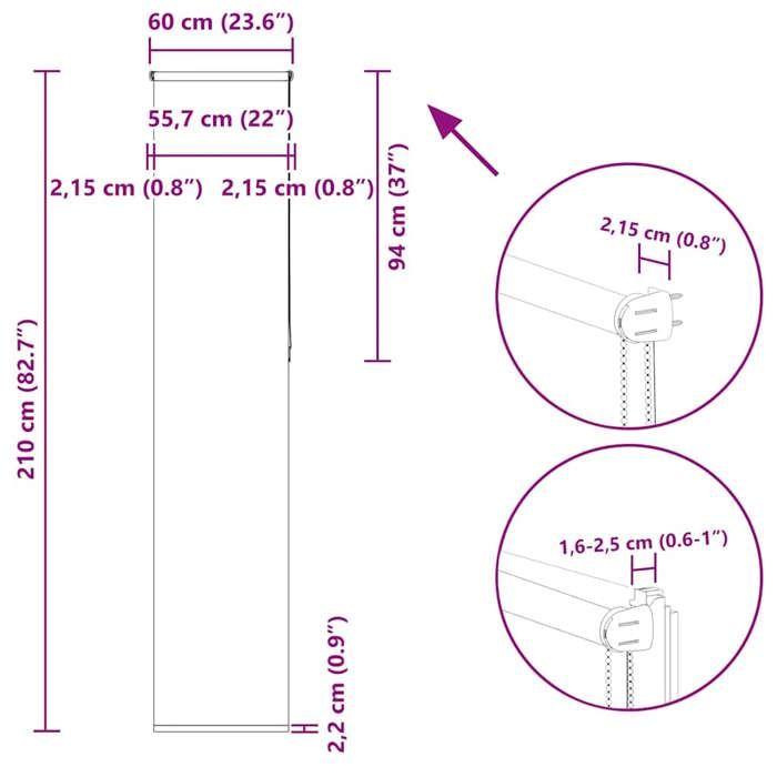 VidaXL Store enrouleur occultant café 60x210cm largeur du tissu 55,7cm, store de jour et de nuit, store de cuisine, store 4011042