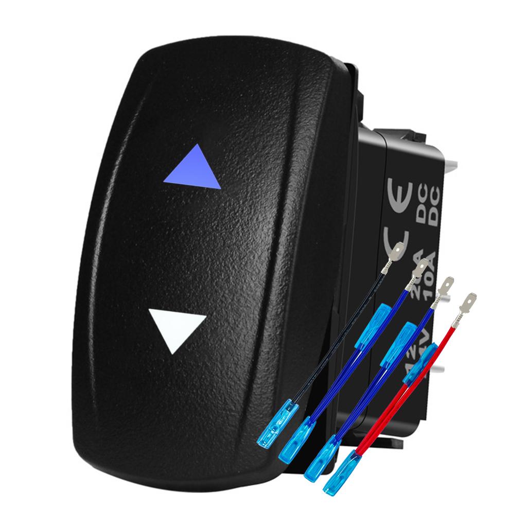 12V 24V Boat Trim Tabs Switch (ON)-OFF-(ON) Momentary Rocker Switch Waterproof Blue Light ON-OFF Toggle Switch With Harness Switches4