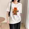 Women's Casual Short Sleeve T-Shirt Cute Cartoon Bear Print Loose Crew Neck Summer Basic Tee Top