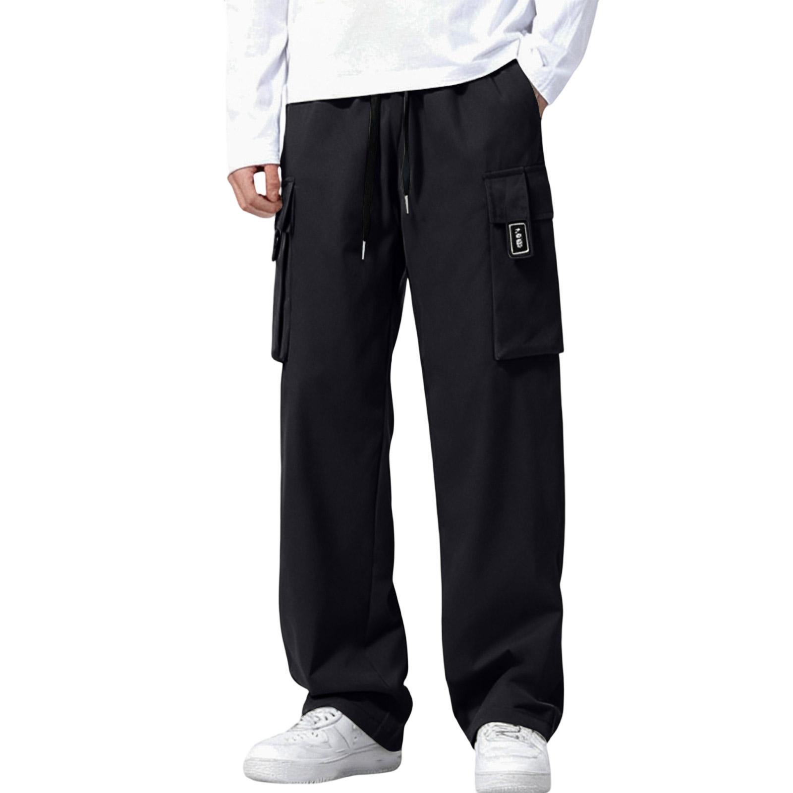 

Мужские Повседневные Свободные Свисающие Ощущение Прямые Цилиндрические Рабочие Брюки XXXL чёрный