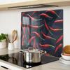 Decorative Glass Kitchen Cutting Boards for Chili Peppers 2X30X52 Cm