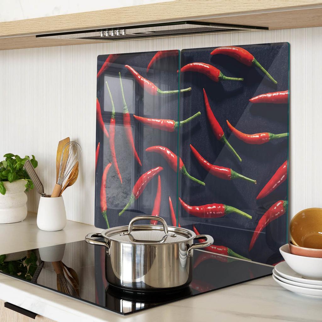 Decorative Glass Kitchen Cutting Boards for Chili Peppers 2X30X52 Cm