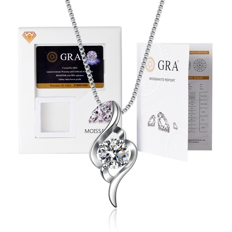 Elegant Moissanite Pendant Necklace With Thick White Gold Plating Hexagonal Crown Design Box Chain 21-50cm Adjustable Length