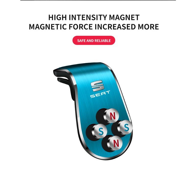 Magnetische L-förmige Auto-Handyhalterung mit Emblem für Seat Leon FR Altea Ibiza Toledo Cordoba Alhambra Arona Ateca Exeo