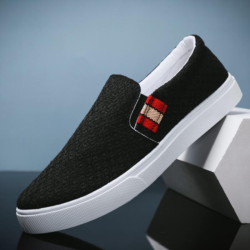 

Летняя мужская повседневная обувь Корейская версия модной льняной мужской обуви Мужская модная обувь с одной педалью Обувь из дышащей ткани Мужская обувь для скейтбординга 39 чёрный