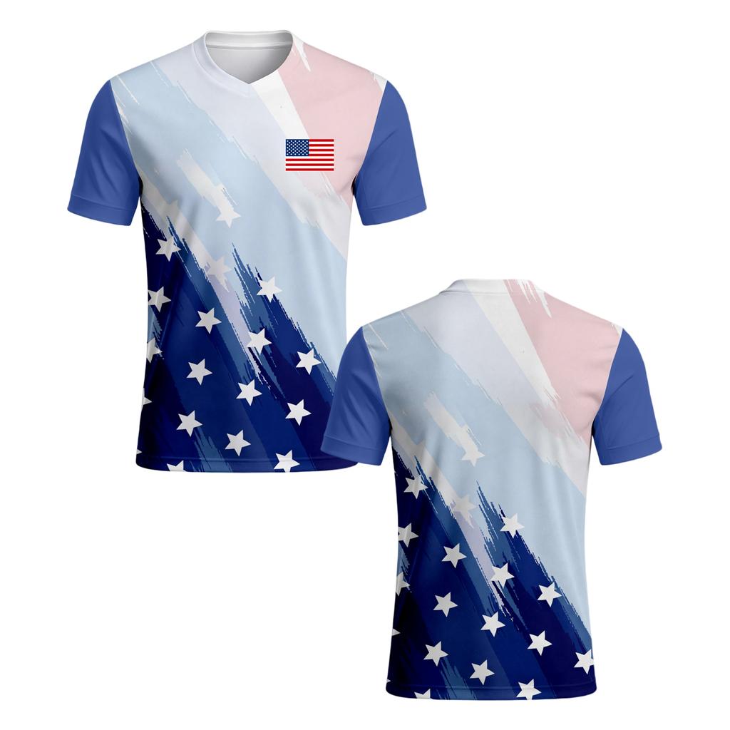 Men V Neck Short Sleeve Football Print Shirt Casual Loose Fit Summer Top with Graphic Pattern for Everyday Wear