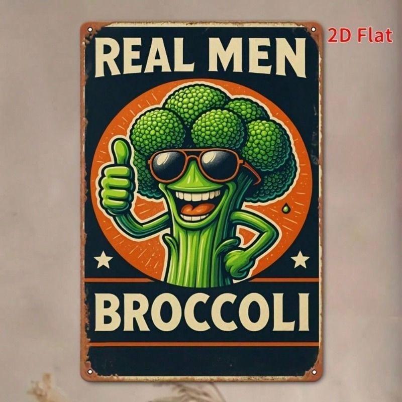 Metal Poster Broccoli Retro Glasses Bar Wall Art Decor