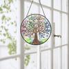 Tuitessine Tree of Life Stained Glass Suncatcher Four Season Theme Colorful Leaves Window Wall Hanging Ornament Hand-Painted Glass Panel Decor Gift