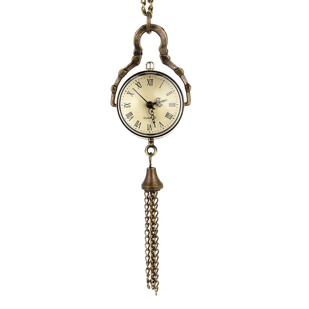 Reloj de Bolsillo Redondo de Bola de Cuarzo Retro Colgante en Miniatura con Borla Collar para Mujer Accesorios Diarios Joyería Regalos