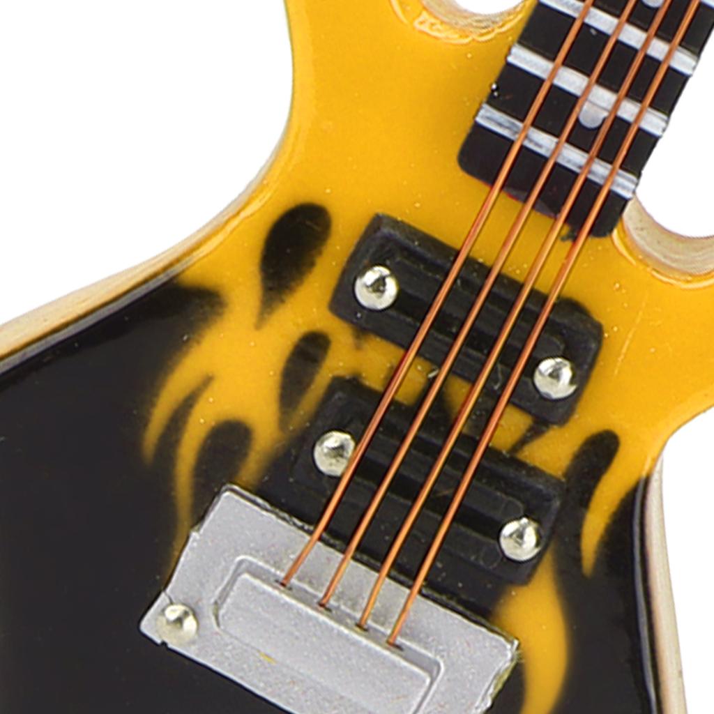 Bass Model Miniature Wooden Simulation Guitar Model Musical Instrument Ornaments