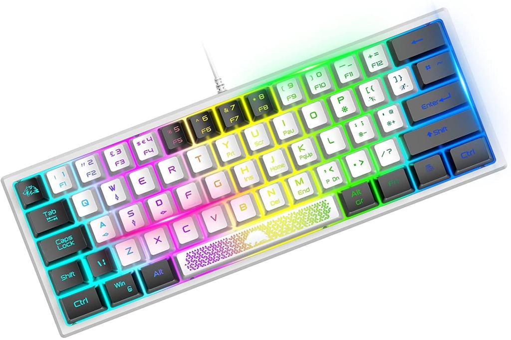 LexonTech X ZIYOU LANG K61 Gaming Keyboard with RGB LED Backlighting (60%), 62 Keys, Quiet, Compact (US Layout), USB Membrane Wired Keyboard,
