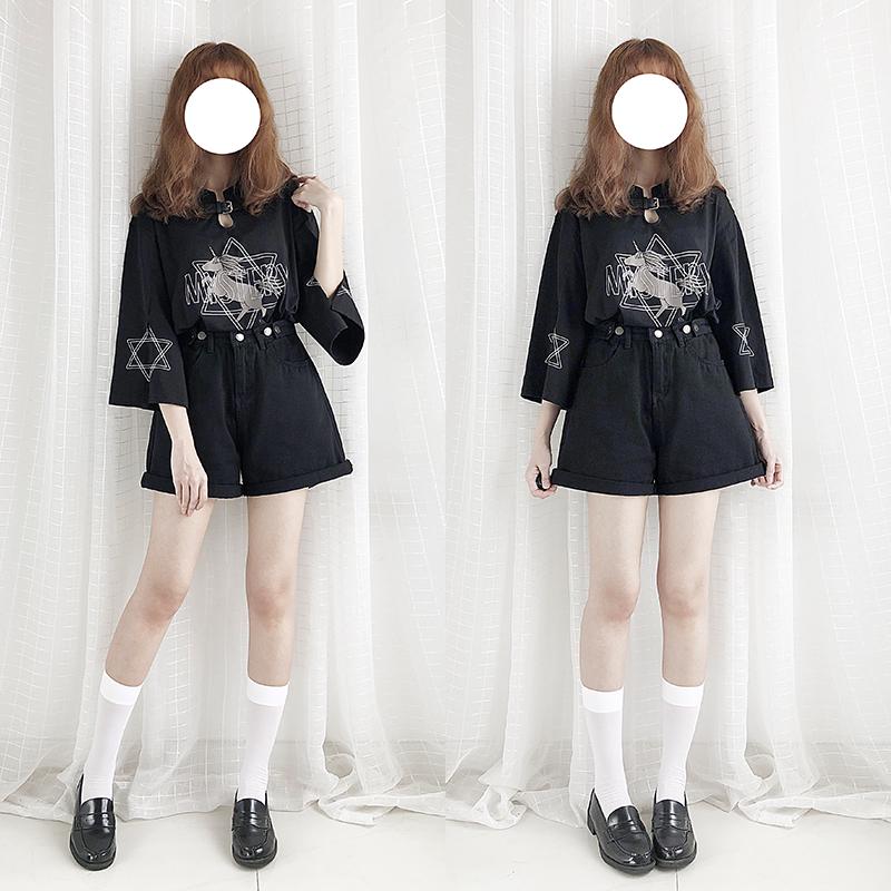 SCIONE 2020 Jean Shorts Female Curling High Waist Loose Wide Legs Summer Shorts