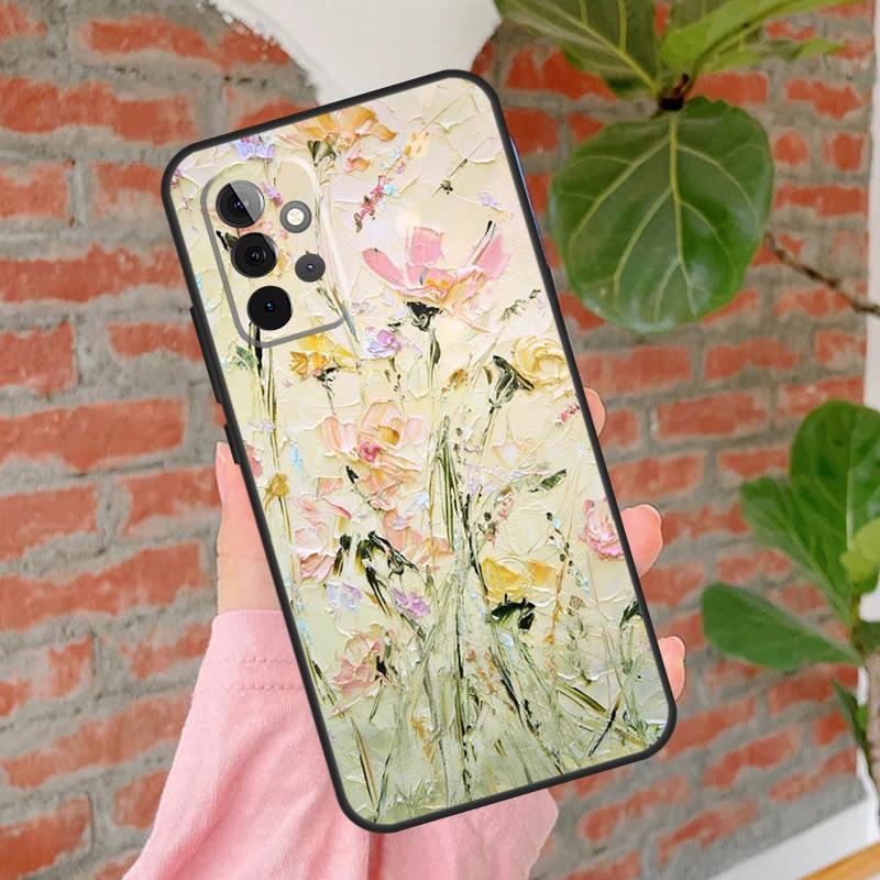 Oil Painting Flowers Cover For Samsung Galaxy A55 A35 A25 A15 A52 A32 A12 A14 A34 A54 A51 A71 A13 A33 A53 Case