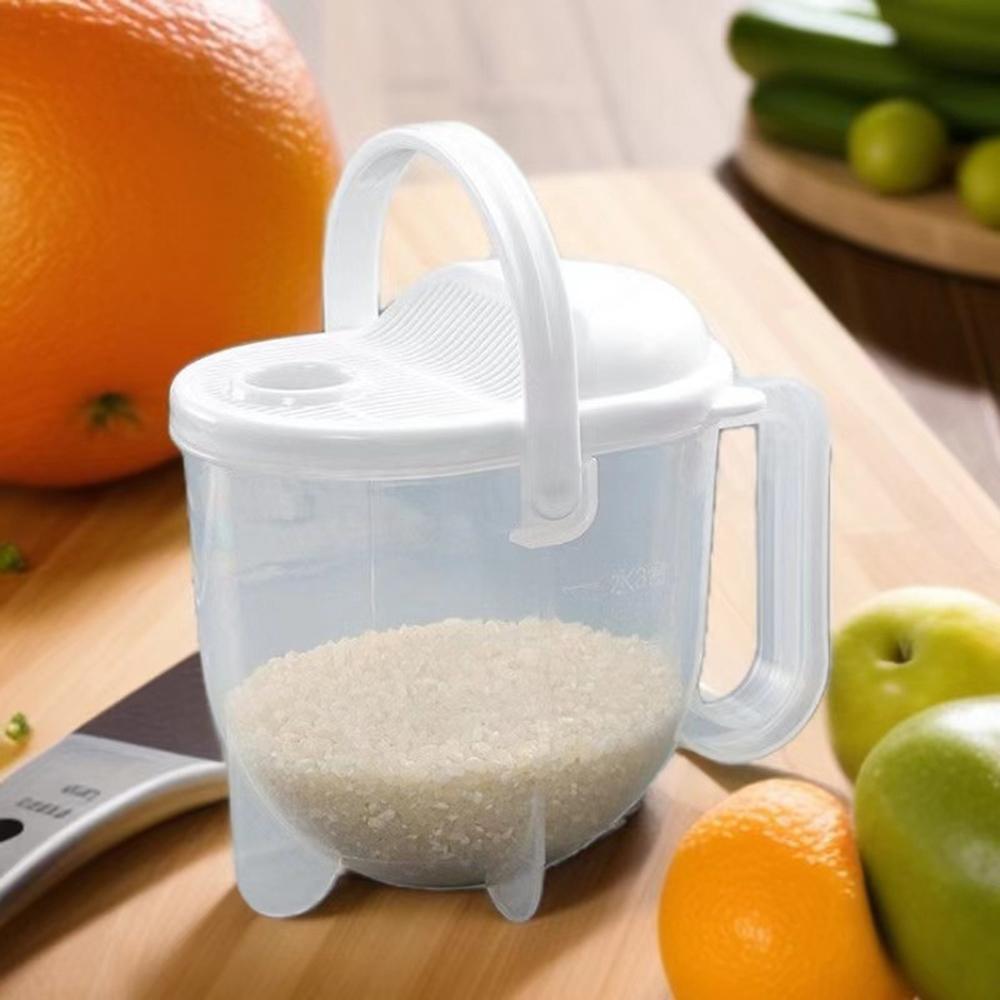 Rice Strainer with Handle  Rice Wash Strainer Bowl with Lid Convenient Multifunctional Kitchen Items for Grain Beans