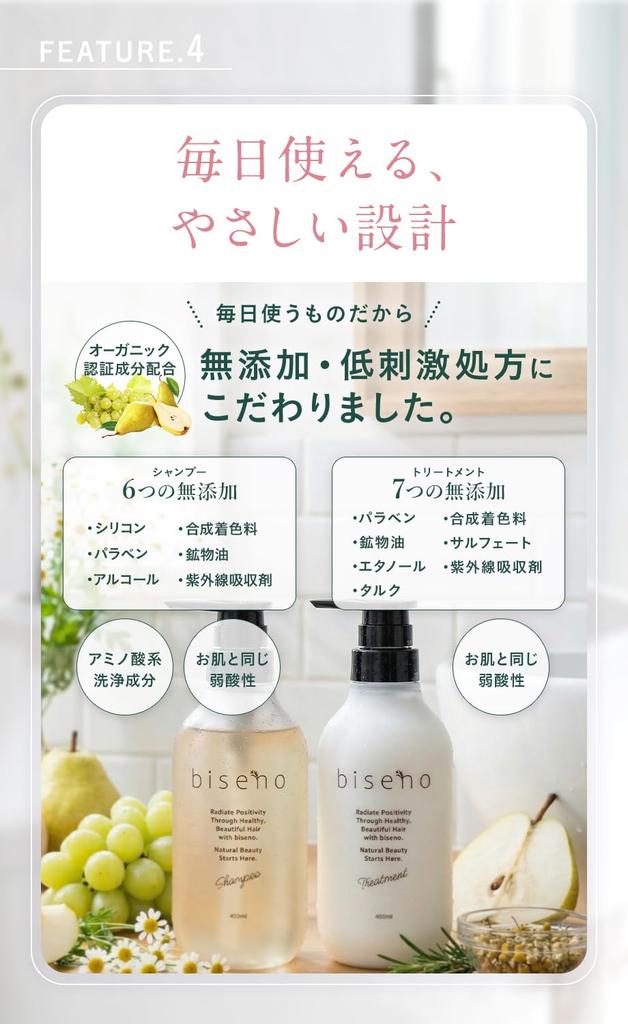 Care from Scalp To Hair Biseno Fermented Scalp Shampoo Repair Treatment Set [Intensive Ends] & (400ml Each)