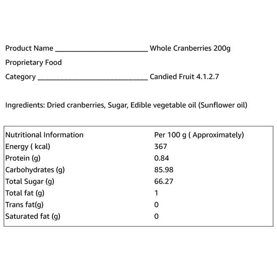 Vedaka Premium Cranberries | Tasty Snack for Kids and Adults | Quality Berries | 200gm