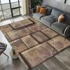 Art Industrial Multi-Material Patchwork Rug Wood Brick &Stone Design NonSlip Easy Clean Living Room Entryway Home Decor Flormat