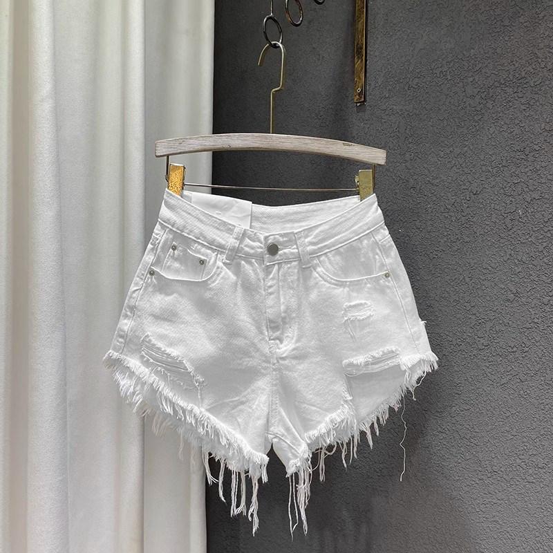 Women's Low Rise Denim Shorts Loose Fit Distressed Frayed Hem Hot Pants Summer Streetwear Irregular Jean Shorts