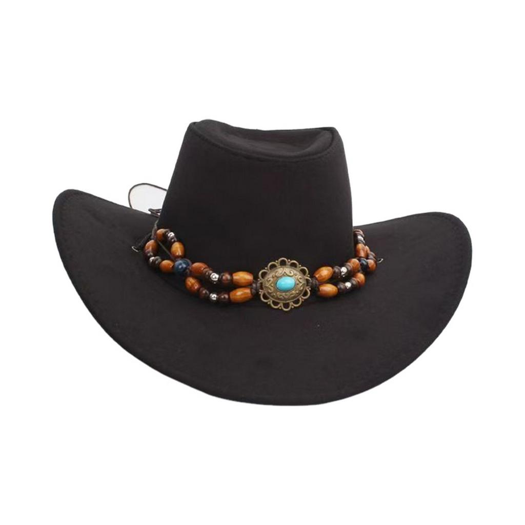 Western Style Sun Hat with Wide Brim for Men Women Outdoor UV Protection Breathable Cowboy Hat for Summer Riding Camping