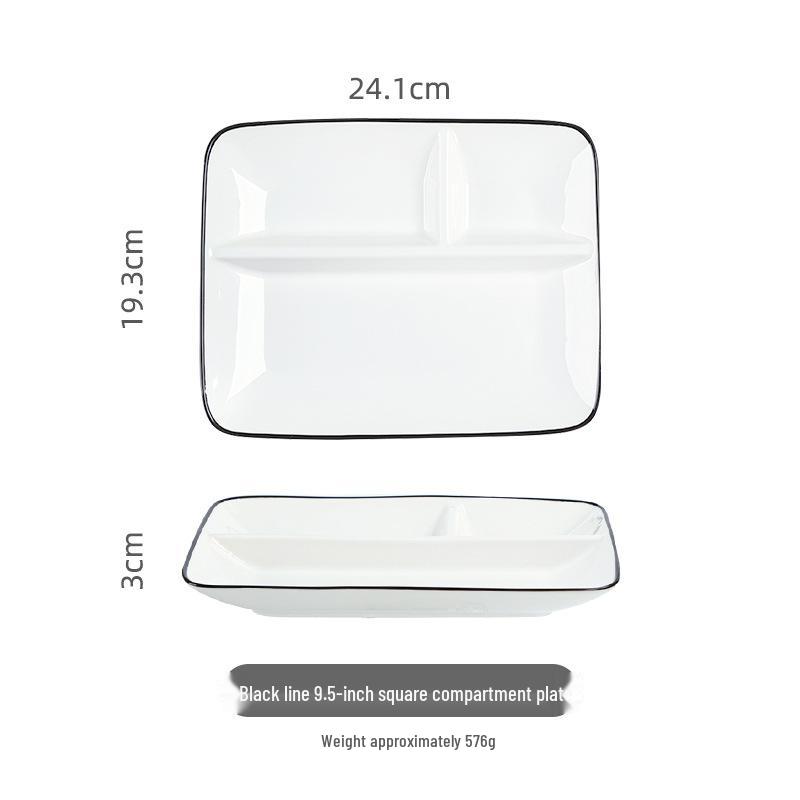 Portion Control Ceramic Plate: Round 3-Compartment, Square 5-Compartment for Diet & Kids' Meals