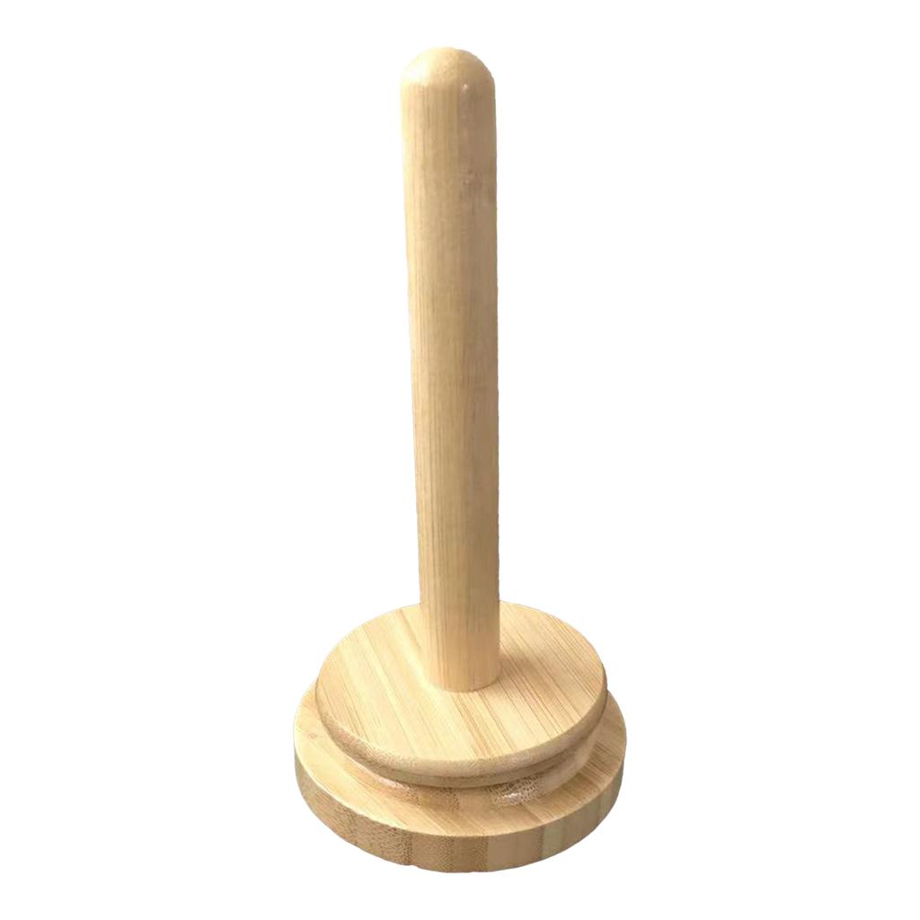 Wood Yarn Ball Holder Paper Towel Rack Vertical Rotating Weaving Tool Rack Storage Winding Roll Holder Dispenser for Crocheting