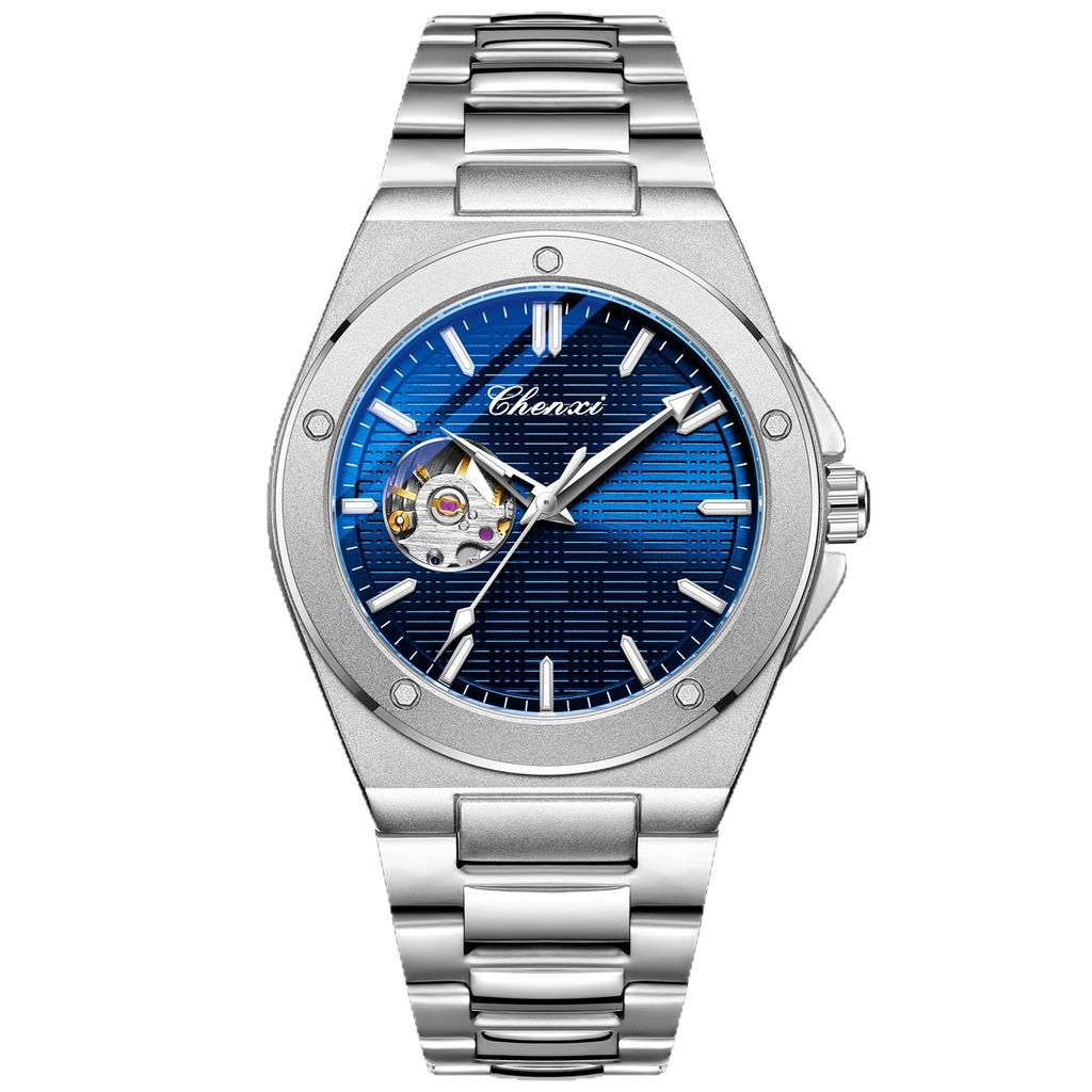 Men's Luxury Luminous Waterproof Automatic Watch Stainless Steel Strap High-Quality Business Sports Skeleton Mechanical Watch