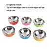 6Pcs set Color Stainless Steel Bowl Heat Insulation Salad Noodles Bowl for Home Kitchen(15cm L )
