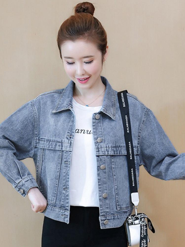 Chaqueta de mezclilla holgada estilo coreano para mujer talla grande, Otoño 2026