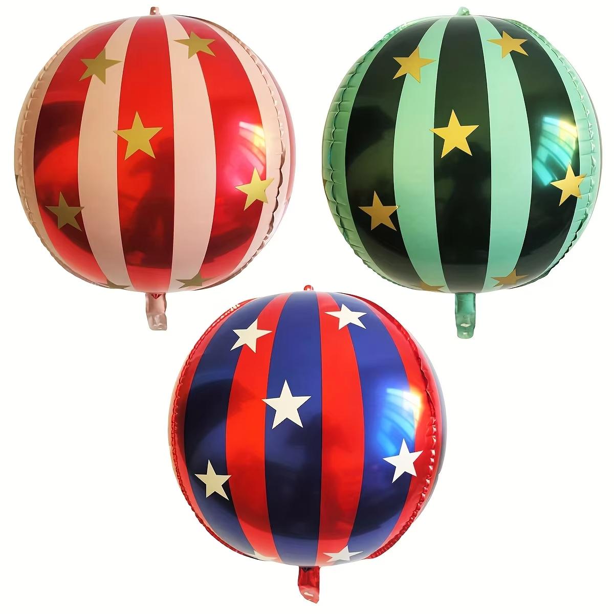 

22 inch 4D striped star aluminum film balloon red blue pink and green New Year Home School Wedding Decoration Balloon Other