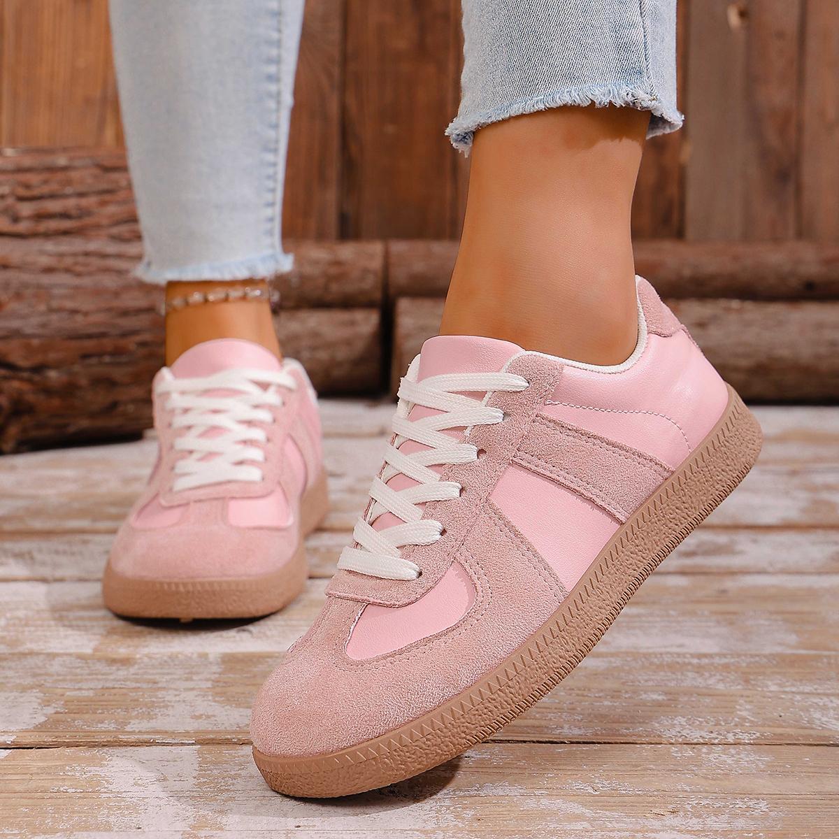 

Women Sneakers Classic Spliced German Trainer Shoes Flat Sneakers Spring Autumn New Casual Lace-Up Sporty Shoes For Women 36