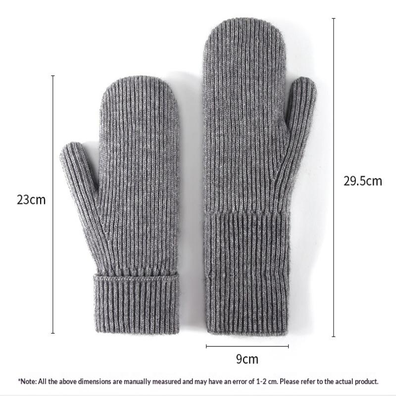 New Knitted Gloves Winter Double Layer Velvet Thickened Warm Cover Gloves Finger Gloves