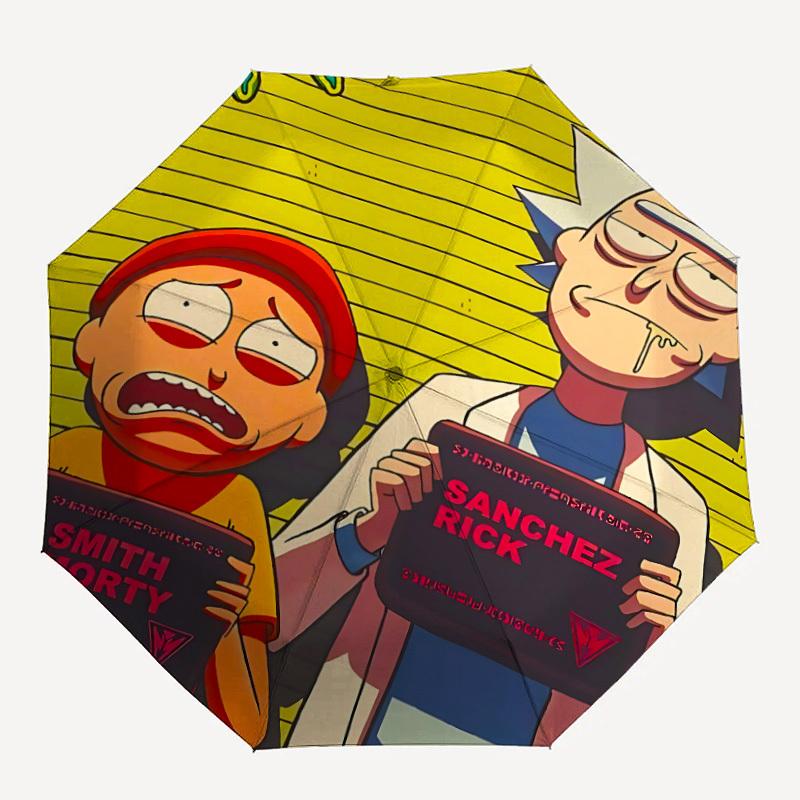 

1pc Rick and Morty Automatic Folding Umbrella - Compact 8-Rib Design,Festive Gift for Friends & Family, Compact Umbrella 22092
