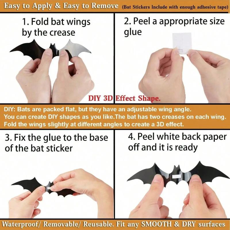 3D Waterproof Black Bats Wall Decor Halloween Decor