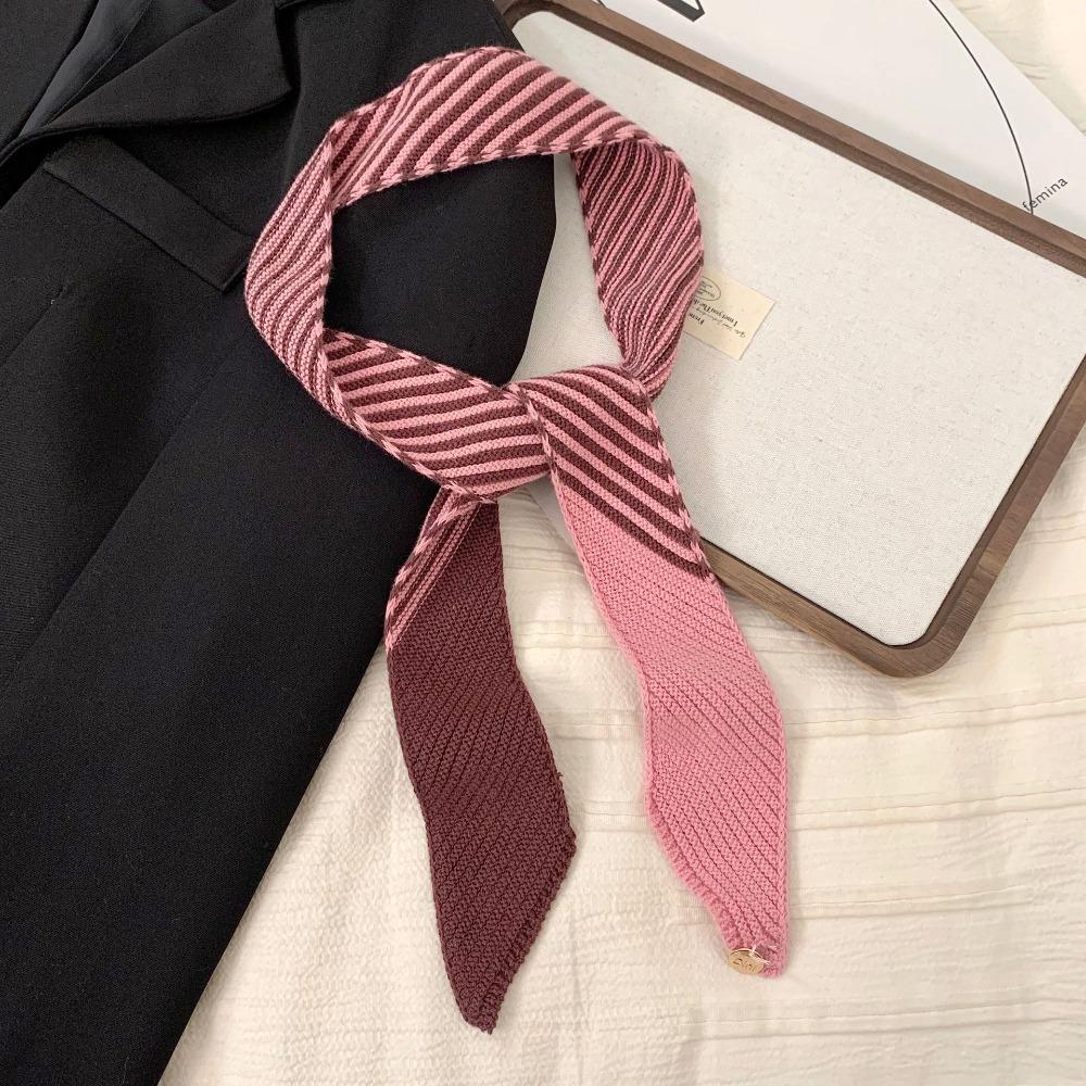 

Color Blocking Korean Casual Scarf Soft Y2K Thin Scarf Elegant Knitted Narrow Scarf Women Style1