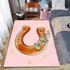 Lucky Horseshoe Pattern Carpet with Pink Background and Star Design Suitable for Use As an Anti-slip for Living Room Bedroom Sofas