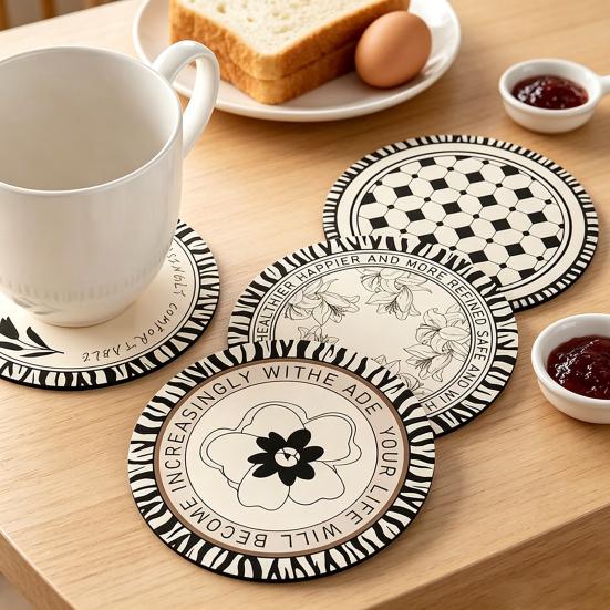 Retro Diatomite Coaster Heat-Resistant Placemat Quick-Dry Absorbent Mat for Cups Mugs Bowls Non-Slip Reusable Elegant Kitchen Table Decor